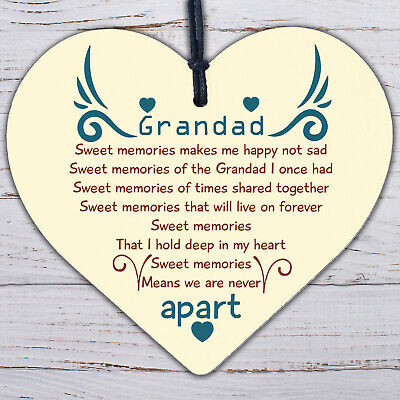 Grandad Grandfather Memorial Plaques Wooden Heart Sign Ornament Christmas