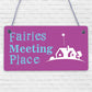 Garden Sign Fairies Meeting Place Hanging Shed SummerHouse Plaque Gifts For Her