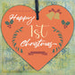 First 1st Christmas Baby Gift Bauble Decoration Handmade Wooden Heart Sign