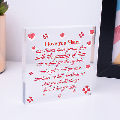 Sister Birthday Cards Christmas Gifts Sister Decoration Wooden Heart Thank You