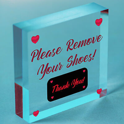 Please Remove Your Shoes! Thank You! Porch Hanging Door Sign Wooden Plaque Gift