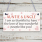 Auntie Uncle Thank You Wooden Hanging Plaque Gift Shabby Chic Love Sign Present