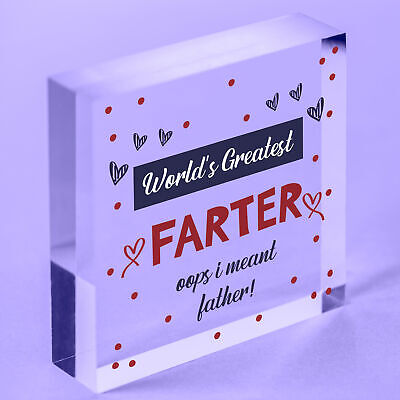 World's Greatest Farter Fathers Day Dad Wood Heart Sign Funny Birthday Gift