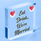 Shabby & Chic Wedding Sign Eat Drink Married Bride Groom Plaque Present Gift