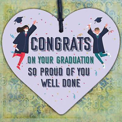 Well Done Graduation Wooden Heart Keepsake Friendship Gift Congratulations Party