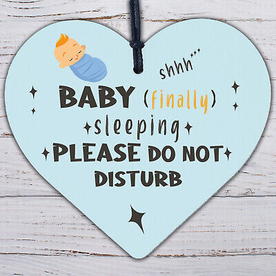 Baby Sleeping Hanging Heart Baby Son Daughter Bedroom Plaque Do Not Disturb Sign