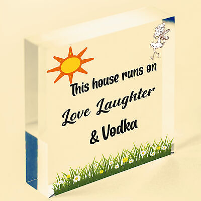 Fun Laughter Vodka Kitchen Plaque Alcohol Home Bar Sign Friend Gift For Women