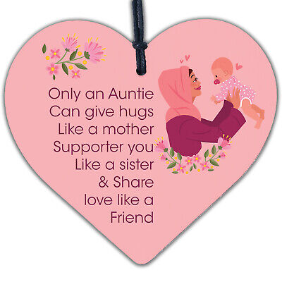 Auntie Wood Heart Gifts For Mothers Day Birthday Auntie Gifts From Niece Nephew