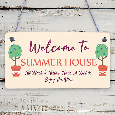 Welcome Signs For Summerhouse Hanging Wall Garden Plaque New Home Gift