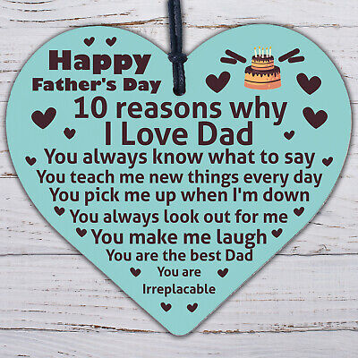 Reasons Why I Love Dad Wooden Heart Fathers Day Gift From Daughter Son Keepsake