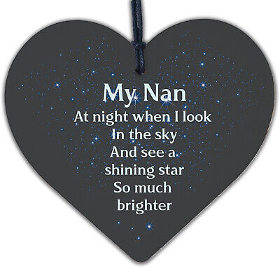 Memorial Nan Gifts Mirror Acrylic Engraved Heart Plaque Christmas Tree Bauble