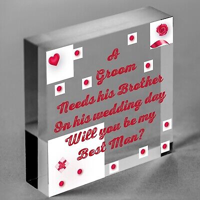 Brother Will You Be My Best Man Invite Wooden Heart Wedding Favours Family Gifts