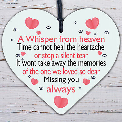 Miss You Always Mum Nan Dad Tribute Wood Heart Memorial Decoration Plaque Bauble