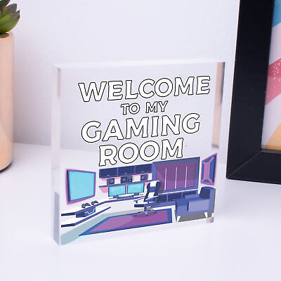 Welcome To My Gaming Room Sign Boys Bedroom Man Cave Sign Gamer Gift