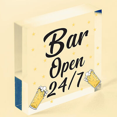 Bar Sign Pub Club Home Bar Open Display Hanging Plaque Kitchen Friendship Gift