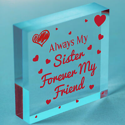 Always My Sister Forever My Friend Wooden Hanging Heart Gift Sisters Love Plaque