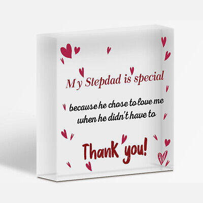 Stepdad Wood Heart FATHERS DAY Gifts For Him Daughter Son Birthday Thank You