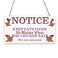 Chicken Gifts Hanging Warning Sign For Gate Garden Chicken Coop Hen House Gifts