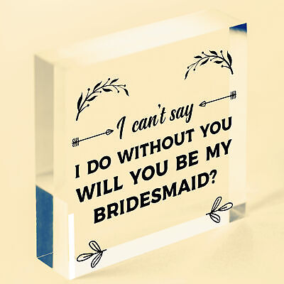 Bridesmaid I Can't Say I Do Wooden Hanging Heart Wedding Invites GIFTS Favours