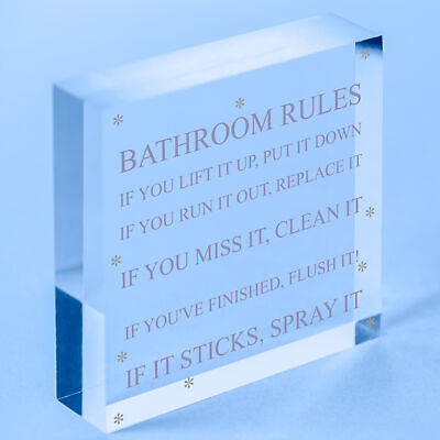 Bathroom Rules Sign Marble Theme Home Decor Bathroom Toilet Sign Home Gift