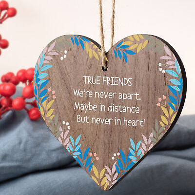 True Friends Never Apart Cute Wooden Hanging Plaque Gift Best Friends Love Sign