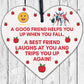 Best Friend Trips You When You Fall Novelty Wood Hanging Heart Friendship Plaque