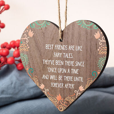 Best Friend Friendship Plaque Wooden Heart Thank You Christmas Birthday Gifts