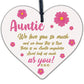 Birthday Mothers Day Gift For Auntie Sister Wood Heart Thank You Gift For Her