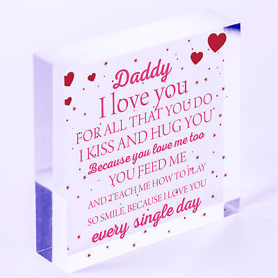 Daddy I Love You Wood Heart Father's Day Gifts For Him Dad Daughter Son Birthday