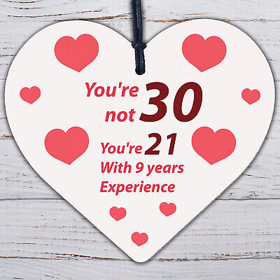 30th Birthday Gift Wood Heart Sign Novelty Gift For Friend Family Brother Sister