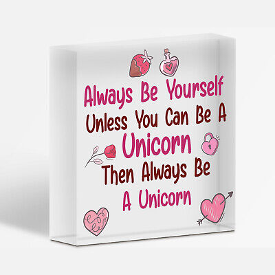 Always Be A Unicorn Funny Hanging Heart Wood Plaque Friendship Gift Sign New