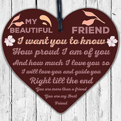 Best Friend Keepsake Gift Wooden Heart Plaque Birthday Christmas Gifts For Women