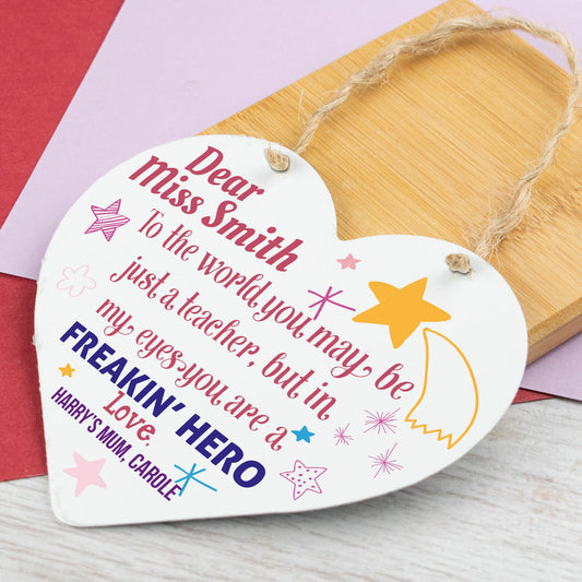 Personalised Thank You Teacher Gift for Leaving Nursery Friendship Hanging Sign