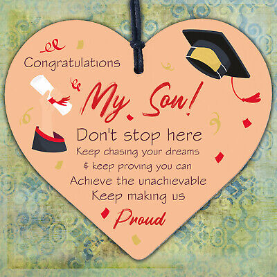 Graduation Gifts For Son Wooden Heart Plaque Congratulations Univerisity Degree