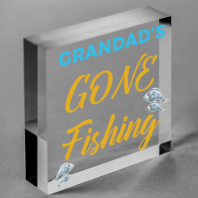 Grandad's Gone Fishing Dad Fisherman Grandad Hanging Wall Plaque Man Cave Sign