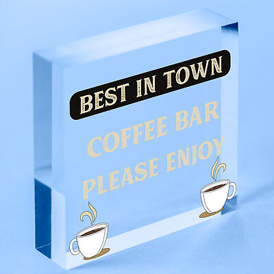 Coffee Bar Hanging Wall Plaque Home Decor Kitchen Cafe Sign Gifts For Women