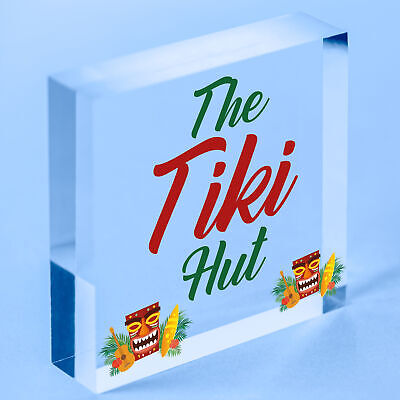 Tiki Hut Hanging Home Bar Pub Kitchen Plaque Alcohol Cocktails Sign Friend Gift