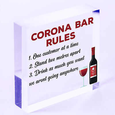 Funny Corona Bar Rules Sign Hanging Garden Pub Bar Sign Alcohol Beer Gift