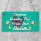 Chickens Running Free Shut The Gate Hanging Plaque Hens Coop Garden Sign Range