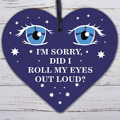 Sorry Did I Roll My Eyes Out Loud? Funny Sarcasm Hanging Plaque Friend Gift Sign