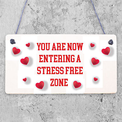 Stress Free Zone Hanging Garden Home Decor Sign Home Bar Bedroom Signs