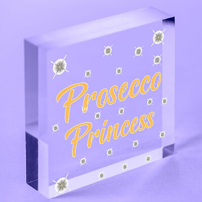 Prosecco Princess Wooden Hanging Heart Alcohol Joke Sign Bottle Topper Plaque