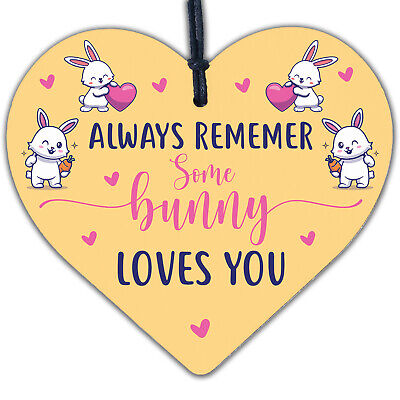 Some Bunny Loves You Novelty Wooden Hanging Heart Plaque Love Anniversary Gift