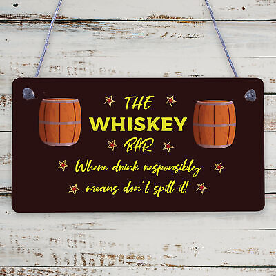 Vintage Whiskey Bar Plaque Sign Home Bar Pub Man Cave Birthday Gift For Him