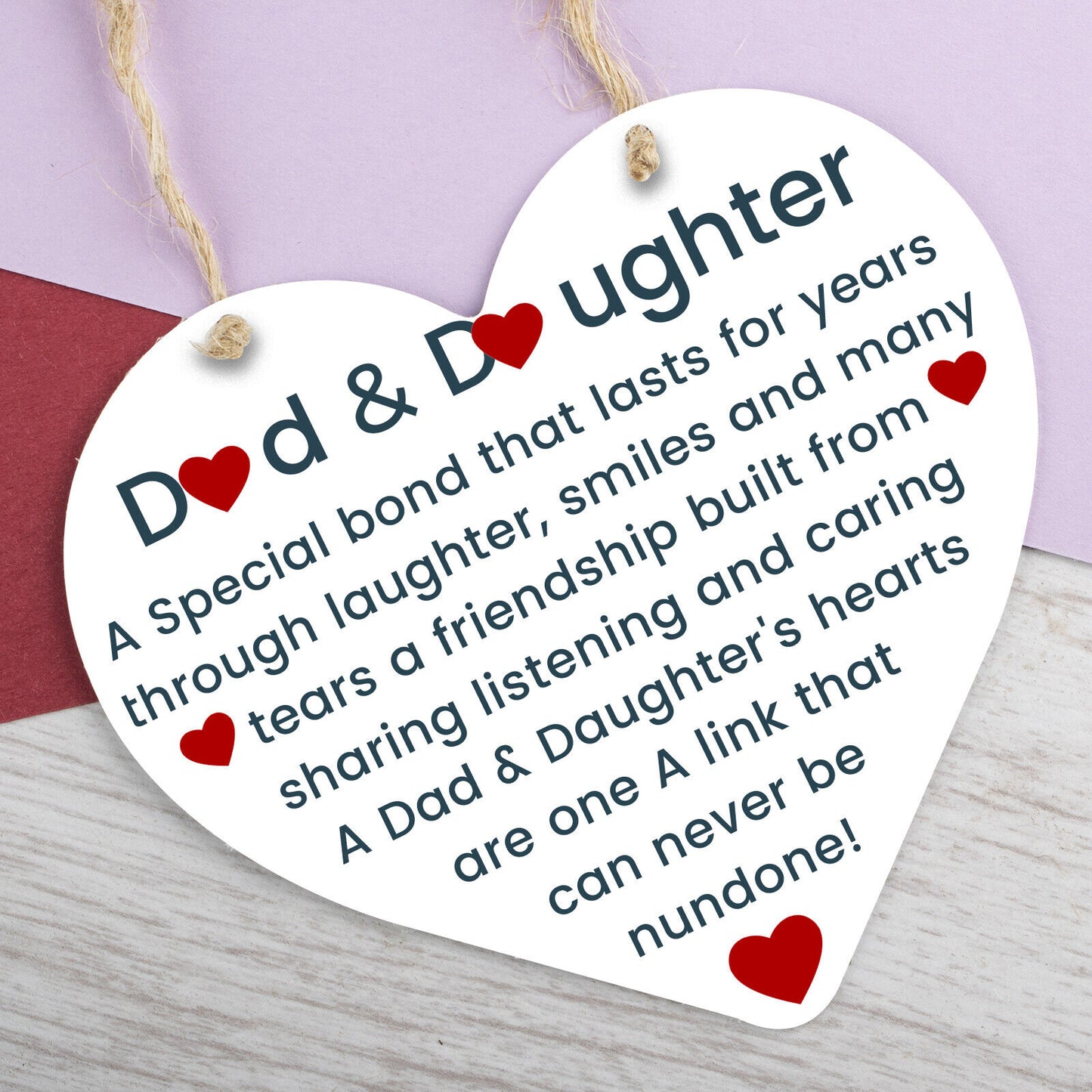 Dad And Daughter Gift Hanging Heart Fathers Day Birthday Gift For Dad Poem