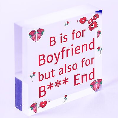 Boyfriend Funny Gifts For Birthday Christmas Wooden Heart Keepsake Plaque Gifts