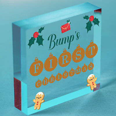 Bumps First Christmas Heart Decoration Wooden Christmas Tree Baubles Mum To Be