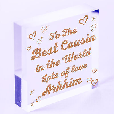 Cousin Gifts Handmade Acrylic Heart Family Plaque Birthday Christmas Gift