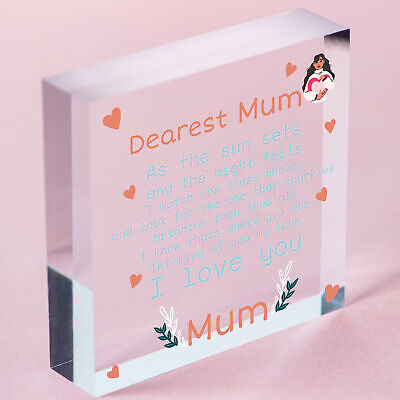 Mum Memorial Bauble Plaque Birthday Christmas Tree Decoration Wooden Heart Gift