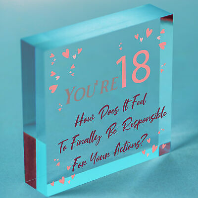 18th Birthday Wooden Heart Funny Gift For Son Daughter Brother Sister Novelty